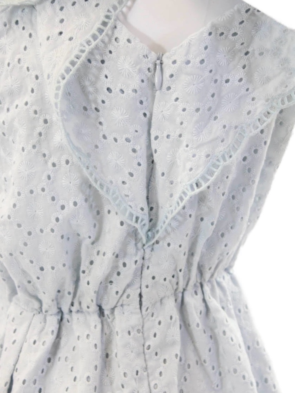 See by Chloé One-Shoulder Eyelet Dress in Pale Blue Size 6 - Picture 6 of 8